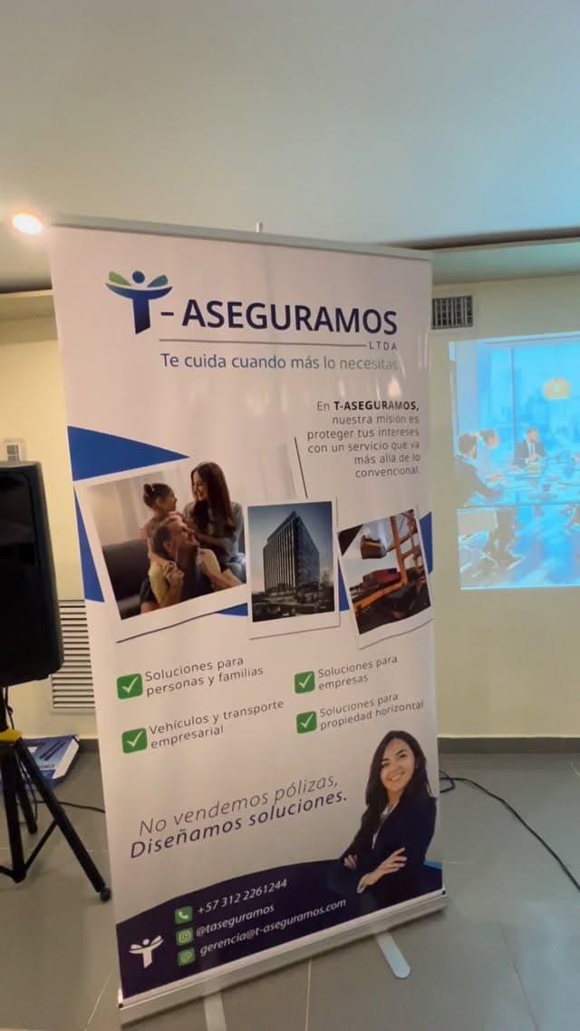 Pendón de T-ASEGURAMOS con sus soluciones para personas, empresas y propiedad horizontal